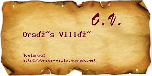 Orsós Villő névjegykártya